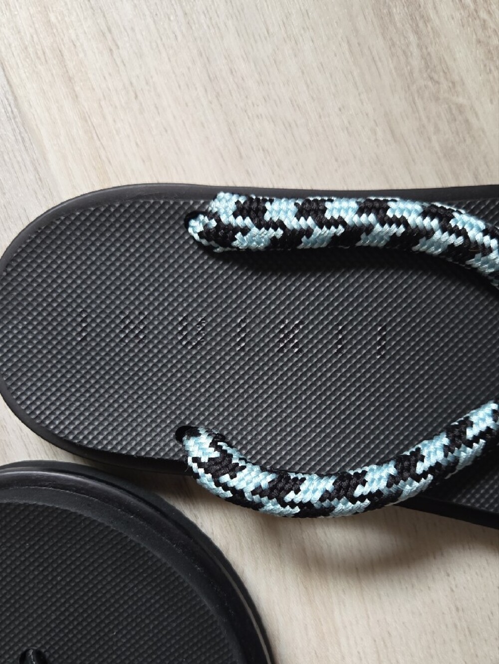 Inuikii Black Sandal with Black and Light Blue Braided Straps - Picture 3 of 3